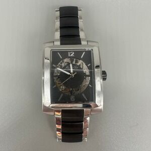 Kenneth Cole New York Skeleton Automatic Watch Men Silver Black Stainless KC3797